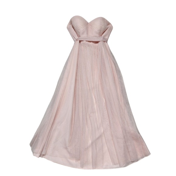 Jenny Yoo Blush Pink Tulle Gown Strapless Formal Dress Bridesmaid Size 0 - Picture 1 of 10